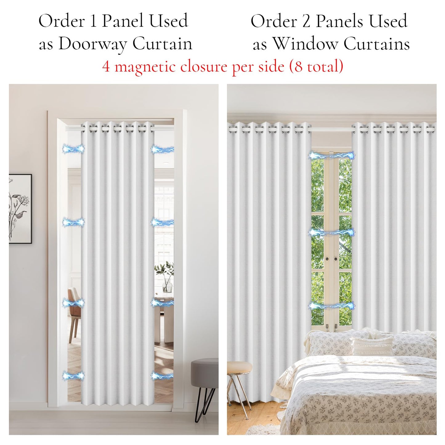 HMYI White Total Blackout Pinch Pleated Curtain 96 Inch Long, Full Shading Curtain for Windows, Faux Linen Textured Thermal Insulated Drapes, 1 Panel, W52 x L96, Greyish White