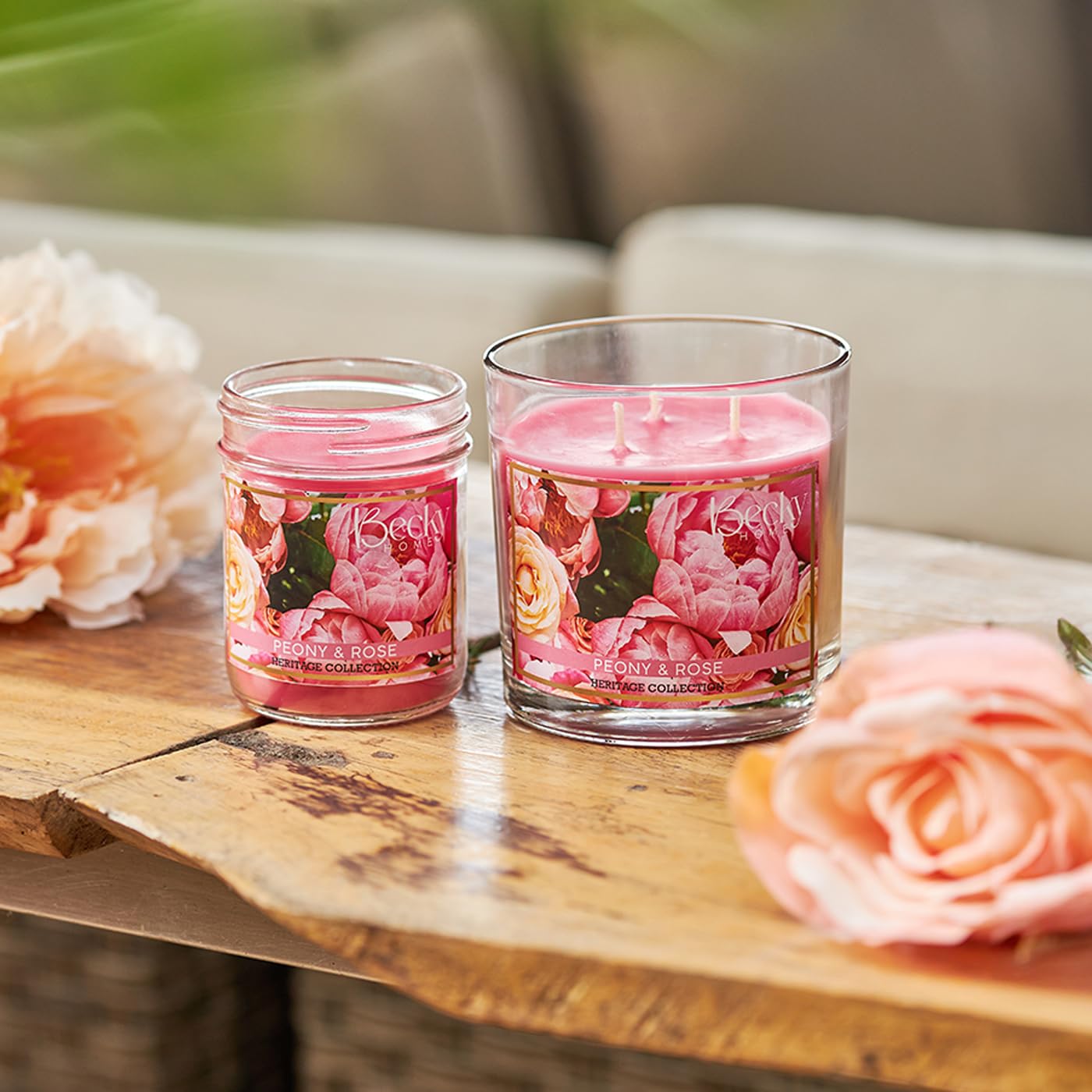 Becky Home 8oz Peony and Rose Scented Candles for Home, 45 Hrs Soy Wax Candle, Aromatherapy Scented Candle for Relaxation, Candle Gifts for Women