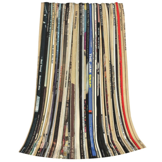 Classic Rock Vinyl Records Throw Blanket 50"X40" Lightweight Flannel Throws Blankets for Couch Bed Sofa Living Room Bedroom Home Decor,Soft Cozy Fluffy Fuzzy Plush Blanket for All Season