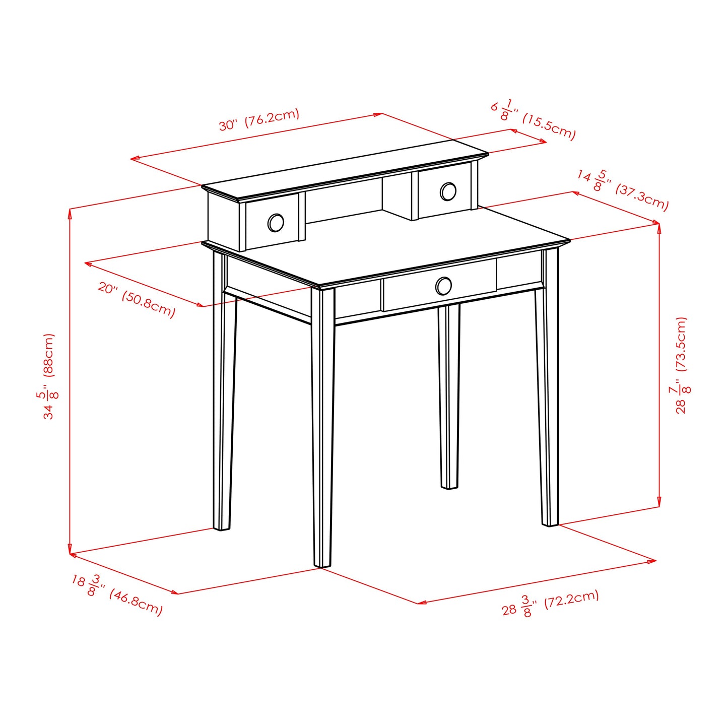 Winsome Studio Writing Desk with 3 Drawers in Honey, Classic Small Home Office Computer Table, Sturdy Furniture for Bedroom, Living Room, Compact & Convenient for Small Spaces