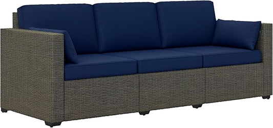 Outsunny Patio Couch PE Wicker Deep Seating Outdoor Sofa