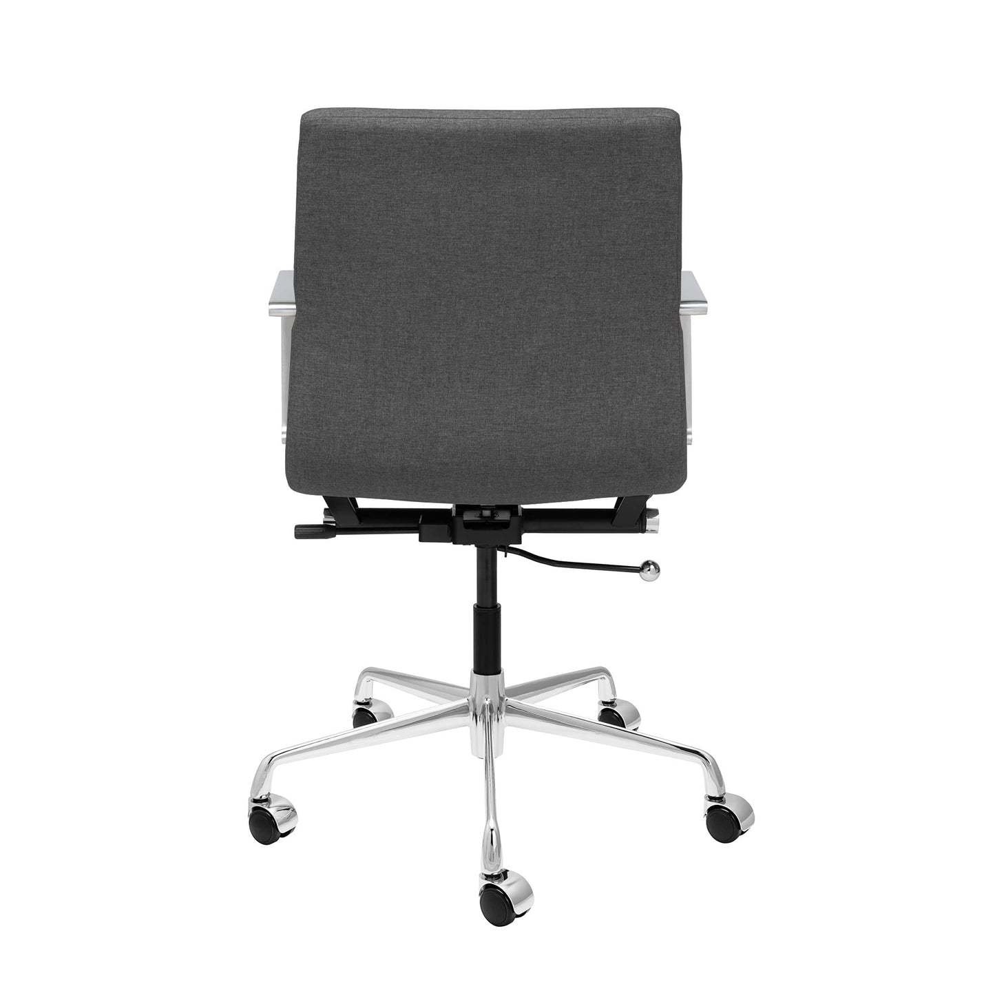Laura Davidson Furniture SOHO II Ribbed Office Chair - Mid Back Desk Chair, Ergonomically Designed with Arm Rest & Swivel, Made of Poly-Cotton Fabric, Charcoal Fabric, Computer Chair