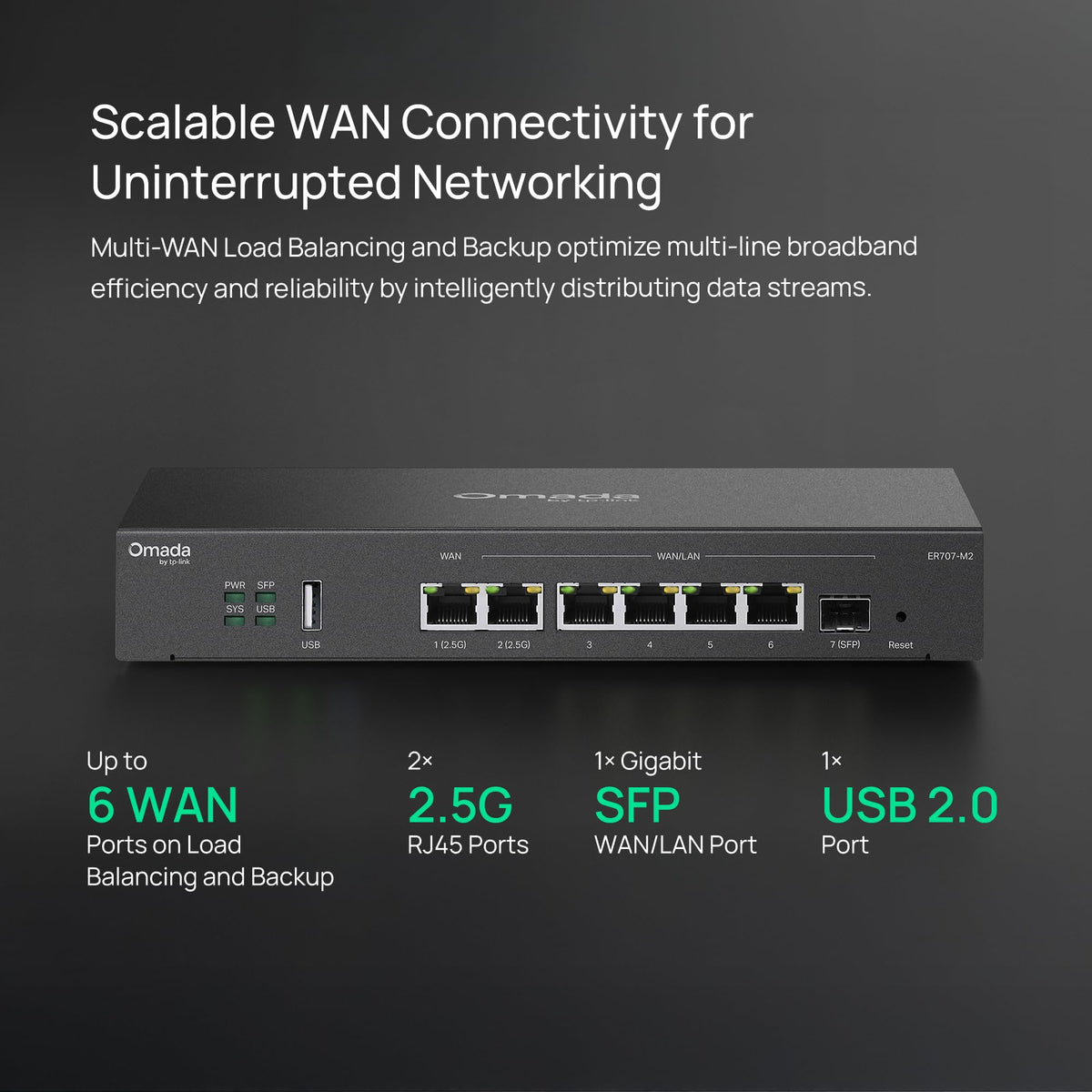 TP-Link ER707-M2 | Omada Multi-Gigabit VPN Router | Dual 2.5Gig WAN Ports | High Network Capacity | SPI Firewall | Omada SDN Integrated | Load Balance | Lightning Protection
