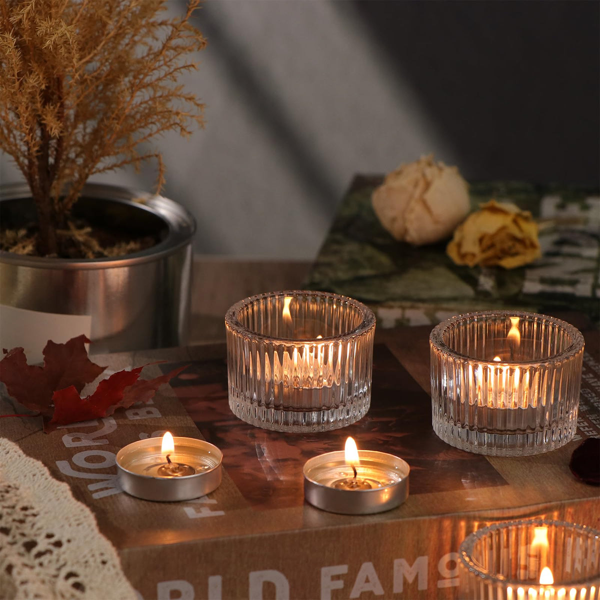 12 Pack Tealight Clear Candle Holders, Votive Tea Light Candle Holder