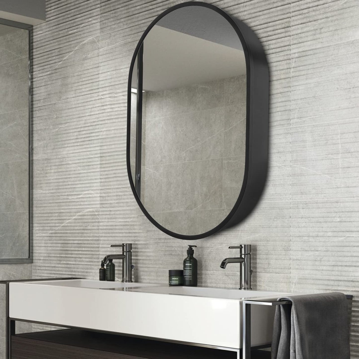 Movo 21 Inch x 31Inch Oval Medicine Cabinet Mirror Bathroom Wall Storage Cabinet Mirror Surface Mount Installation