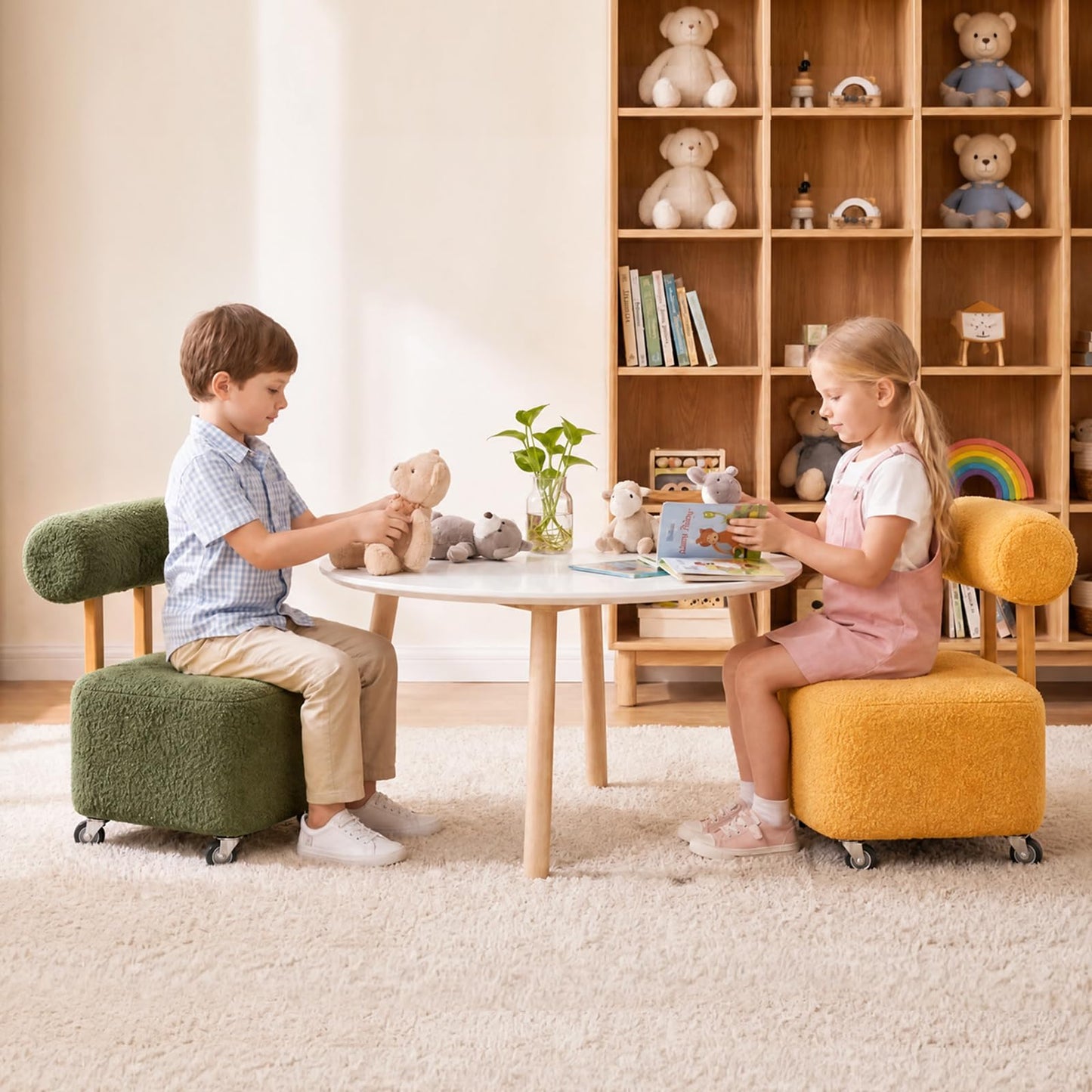 LROTXO Kids Rolling Chair, Green, 3-8 Years