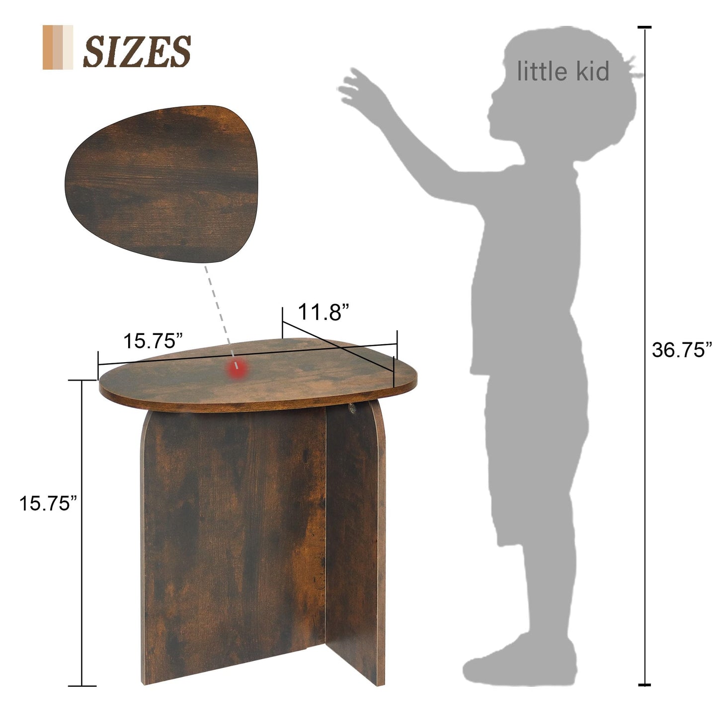 AWASEN Side Table, Small Triangle End Table Living Room, Modern Accent Table with Unique Tabletop, Mini Bedside Table for Small Spaces, Rustic Brown