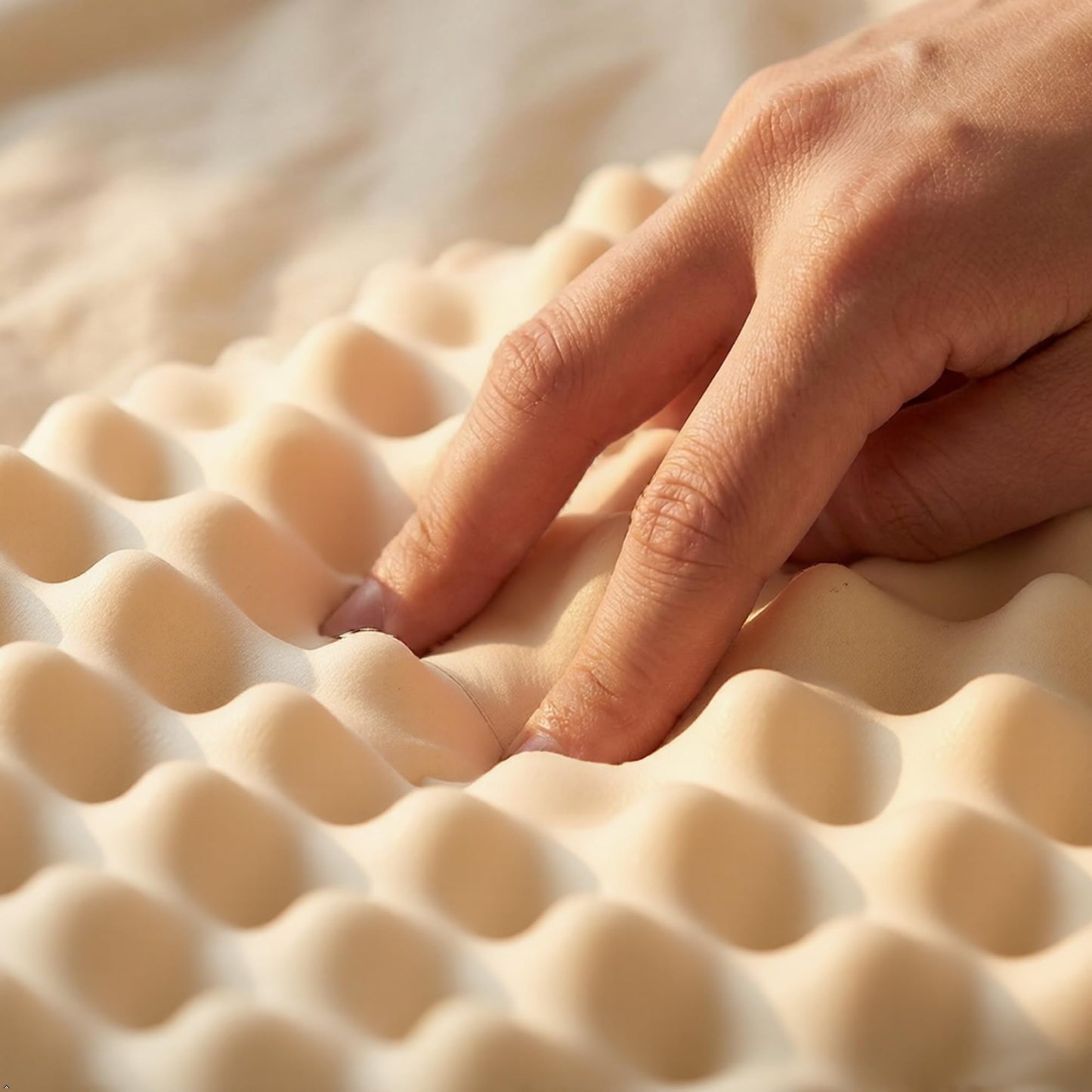 Vinabedding Velisse — Natural Latex Pillow for Stomach Back Side Sleepers, Peanut Shape for All Position Sleeping, Wave-Ridge Surface, Single-Height Adaptive Design, 100% Pure Vietnam Latex