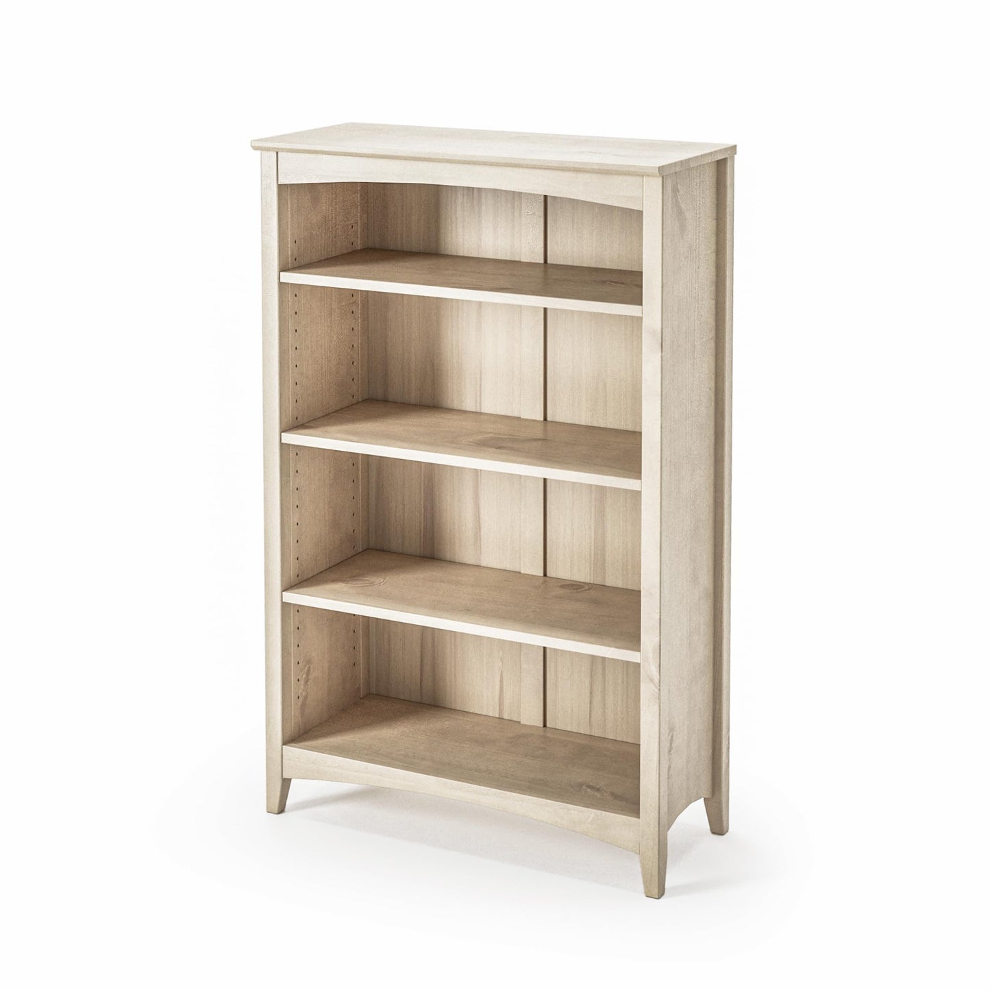 Camaflexi Shaker Style 4 Shelf Bookcase/Solid Wood / 48" High/Adjustable Shelving/Closed Back/Display Bookshelf for Living Room, Bedroom, Home and Office, Light Oak