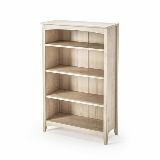 Camaflexi Shaker Style 4 Shelf Bookcase/Solid Wood / 48" High/Adjustable Shelving/Closed Back/Display Bookshelf for Living Room, Bedroom, Home and Office, Light Oak