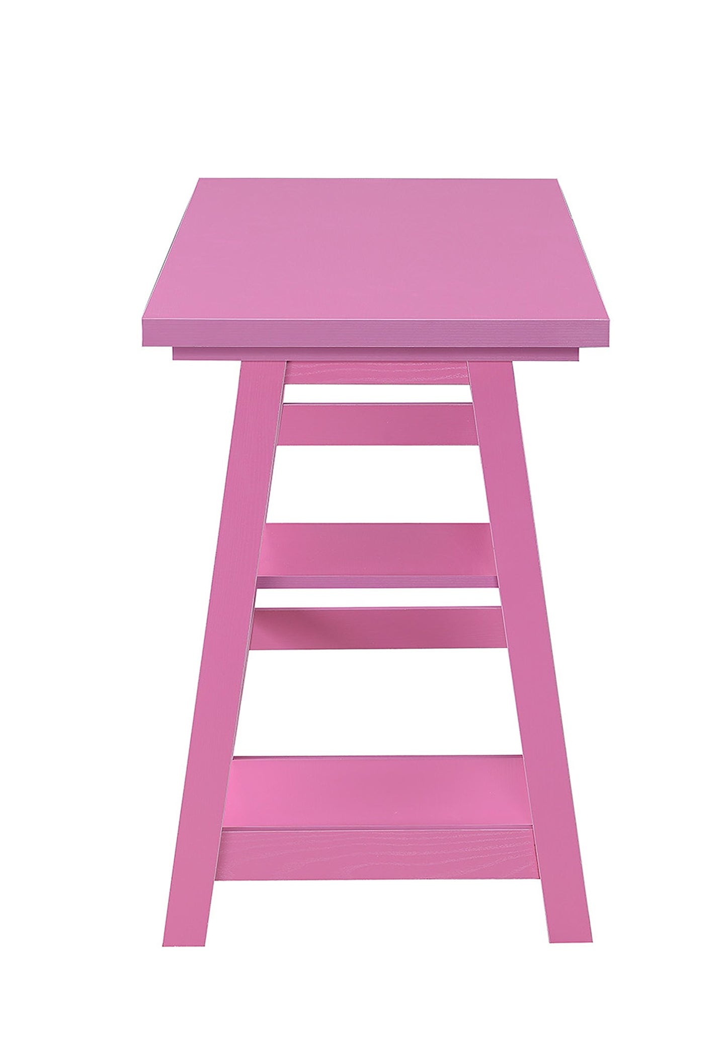 Convenience Concepts Designs2Go Trestle Desk 47" - Modern Desk or Vanity with Shelves, for Office, Dorm, Living Room, Pink