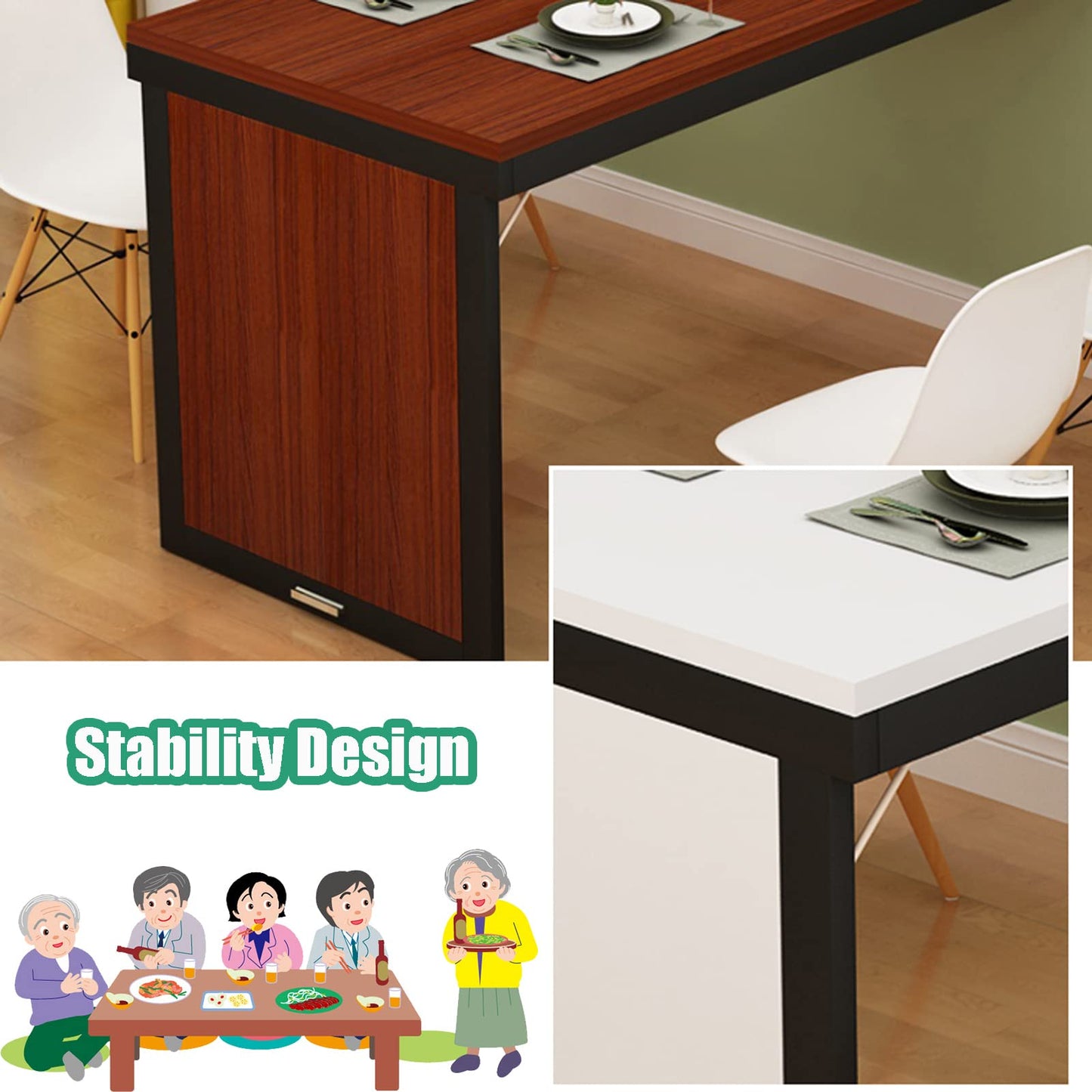 Wall Desk Wall Mounted Folding Dining Table for Small Spaces Multi-Function Wall Mounted Folding Table Home Office Murphy Desk Folding Kitchen Table for Office, Bedroom, Kitchen