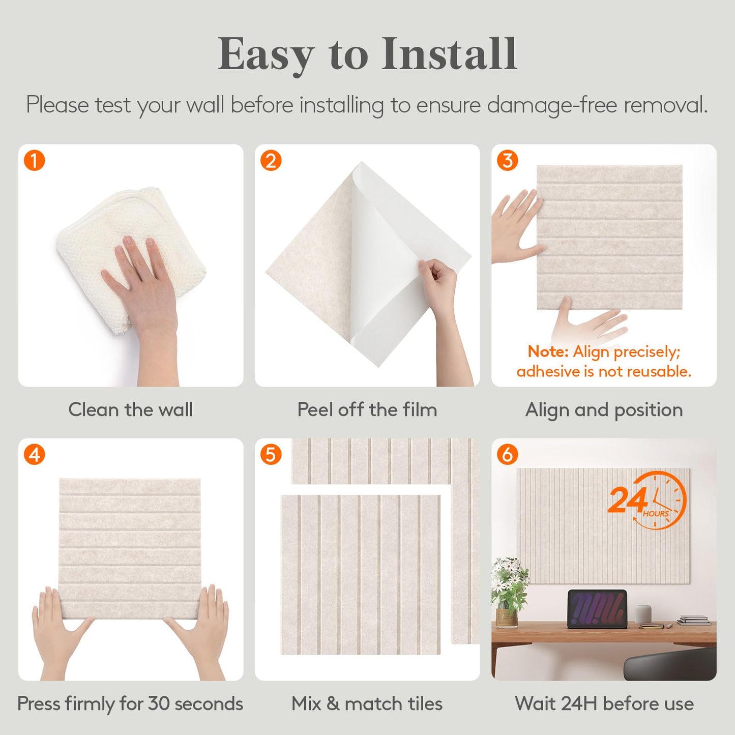 Lifewit Felt Slatted Bulletin Board, 12 Pack Self-Adhesive Panel, 48"x 36" Total Size, Cork Board Alternative, Pin Message Board with 30 Pushpins for Room and Office Decor, Home, Dorm, Pink