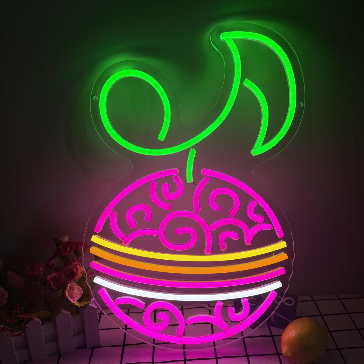 GTOTd Cyber Fruit-Orange Wall Art Decor Lamp Led Neon Sign.Music Christmas Gifts Bedroom Gifts Merch Party Supplies for Acrylic USB Powered Home Night Light Living Kids Room Shop Bar