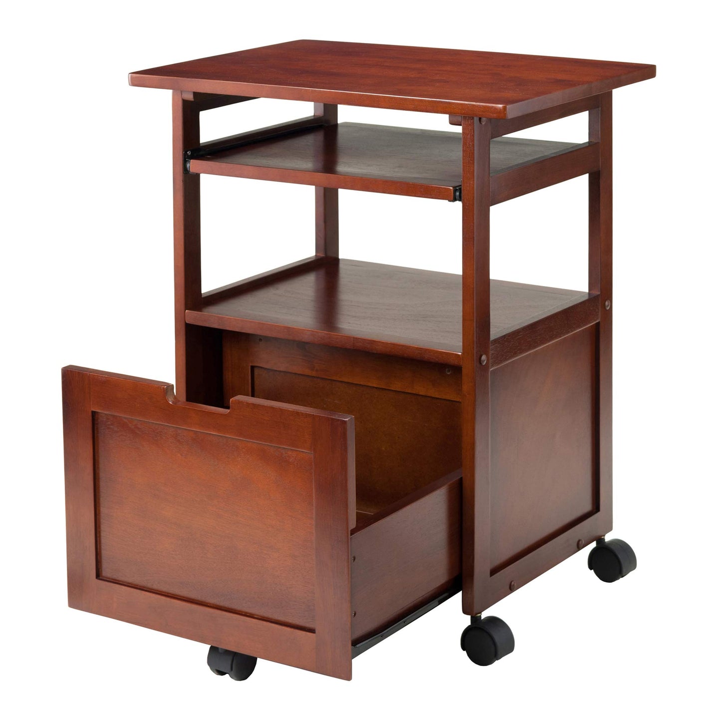 Winsome Piper 3-Shelf Wood Mobile Printer Stand, Brown (94427)