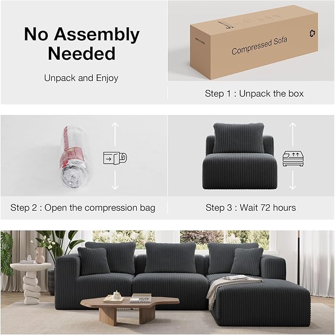 Novilla 141" Modular Sectional Sofa, Modern Cloud Sectional Couch