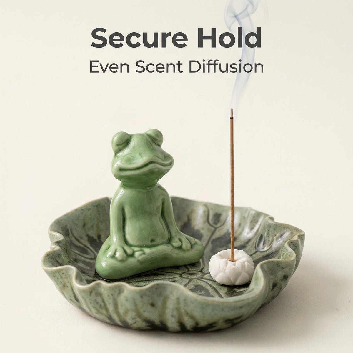 MENORISK Incense Holder for Sticks, Meditating Frog Ceramic Incense Holder with Stainless Steel Tweezer & Brush – Zen Home Decor for Meditation, Yoga, or Tea Ceremony