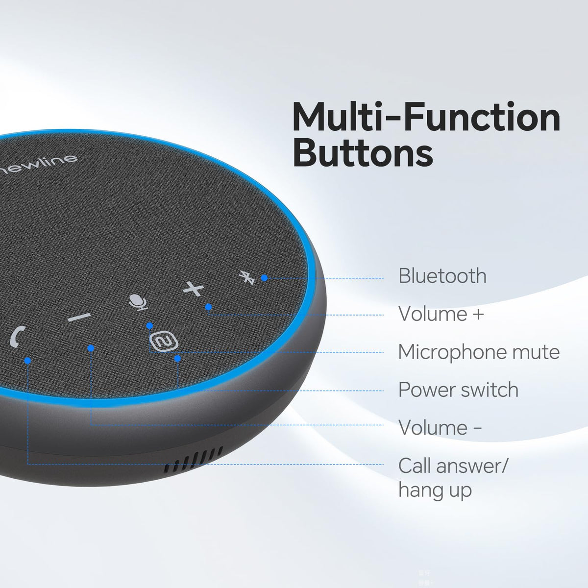 N newline Conference Speaker and Microphone, 2 Mics 360° Voice Pickup, AI Noise Reduction & Clear Calls, USB & Bluetooth Speakerphone, Up to 12H Call Time, for Small-to-Mid Meetings & Home Office