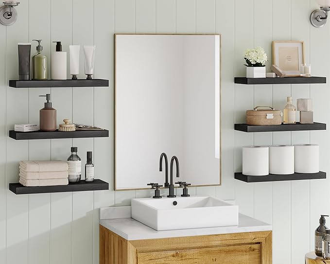 Fixwal Black Shelves, 15.7in Floating Shelves, Farmhouse Shelf Wall Decor
