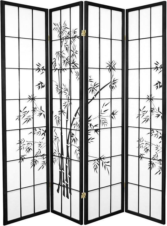 Red Lantern 6 ft. Tall Lucky Bamboo Shoji Screen