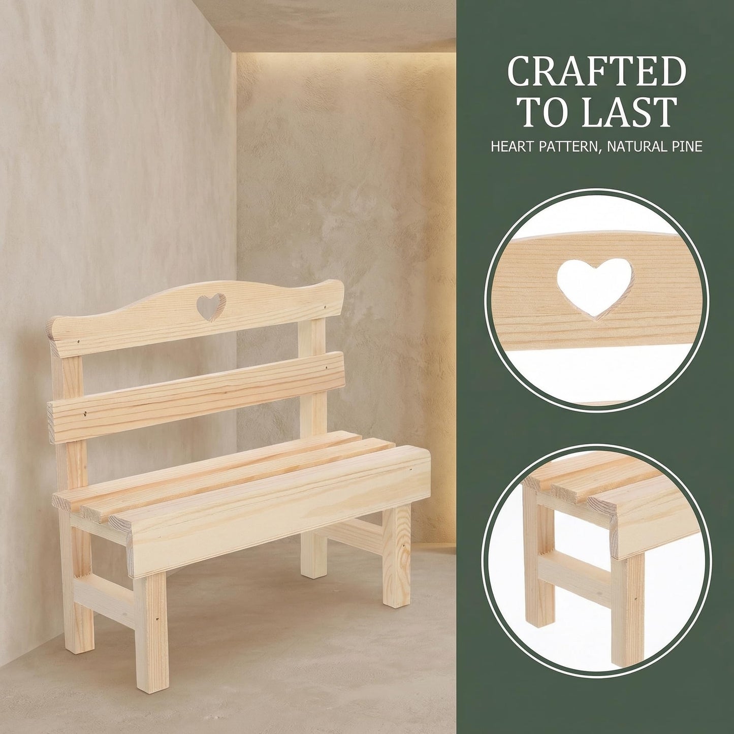 Toyvian 1pc Miniature Bench Decor Creative Photography Prop for Dollhouses Charming Pine Figurine for for Display Gifting