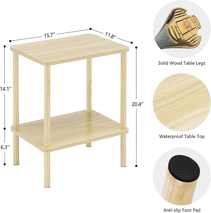 Apicizon 2 Tier End Table Set of 2, Small Side Table