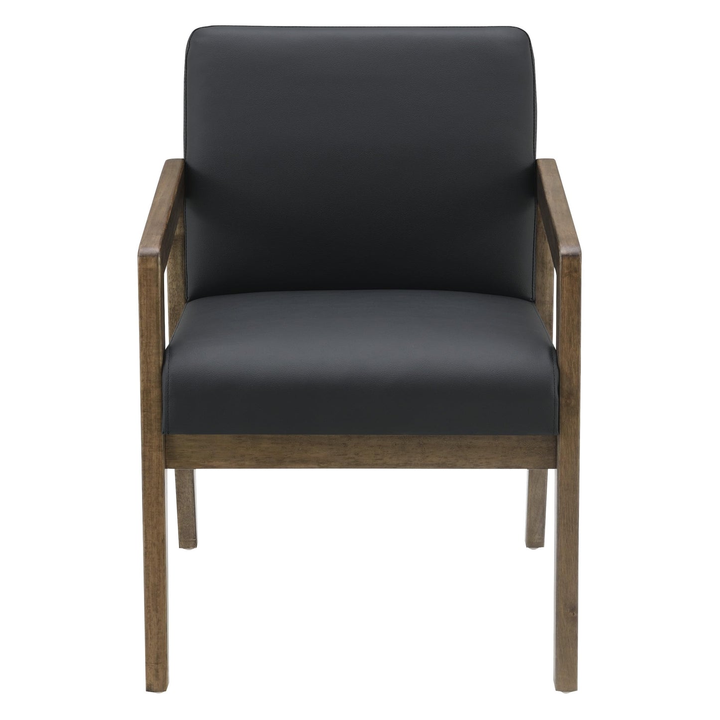 Office Star Products Guest Seating Visitor's Chair with Memory Foam Seat, Black Faux Leather, 300 lb Weight Capacity, Park City Finish