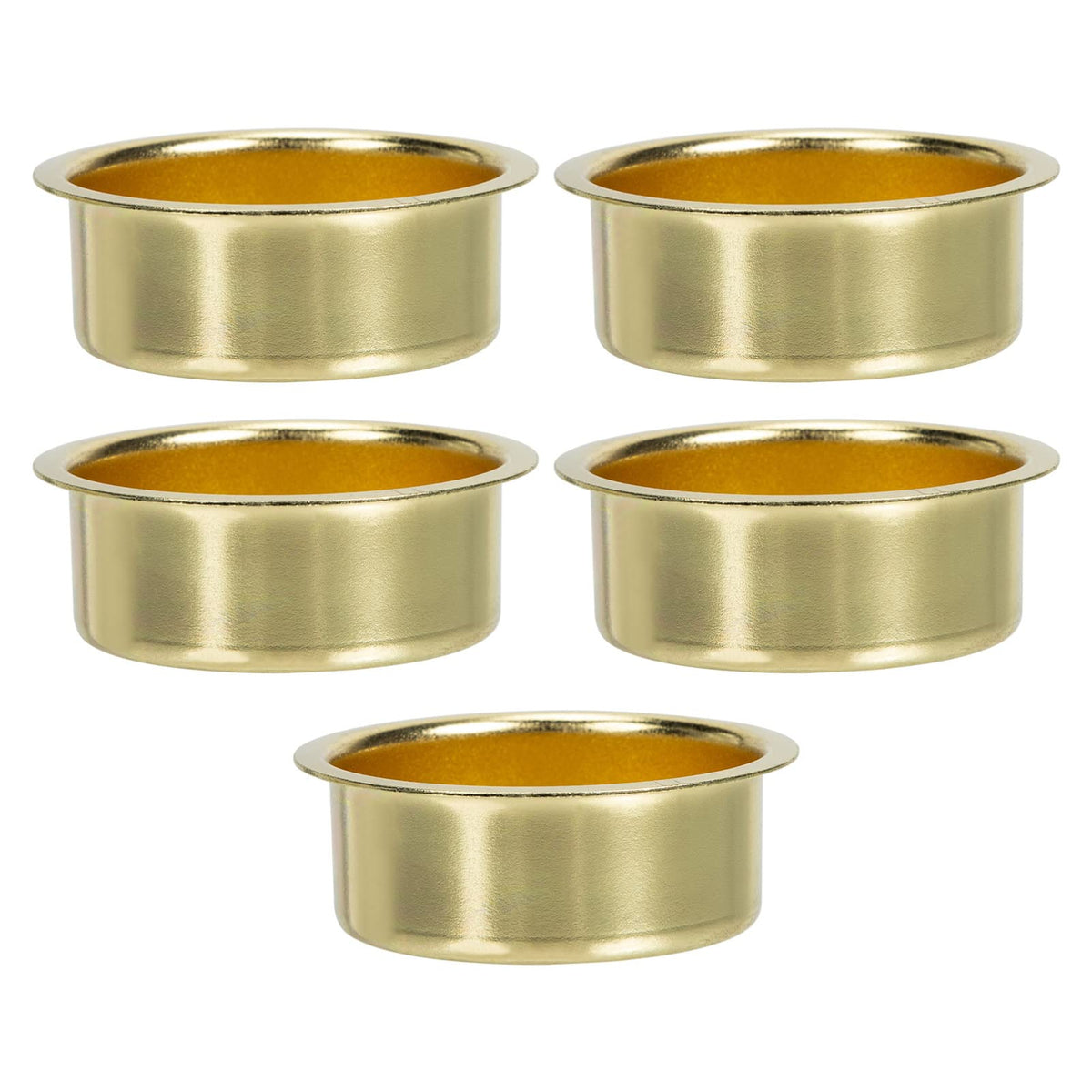 Uonlytech Wedding Table Decor 5pcs Tea Light Tins Cups, Golden Metal Tea Light Candle Holder Empty Scented Candle Cup DIY Candle Holders for Party Wedding Table Decoration Tapered Candlestick Holders