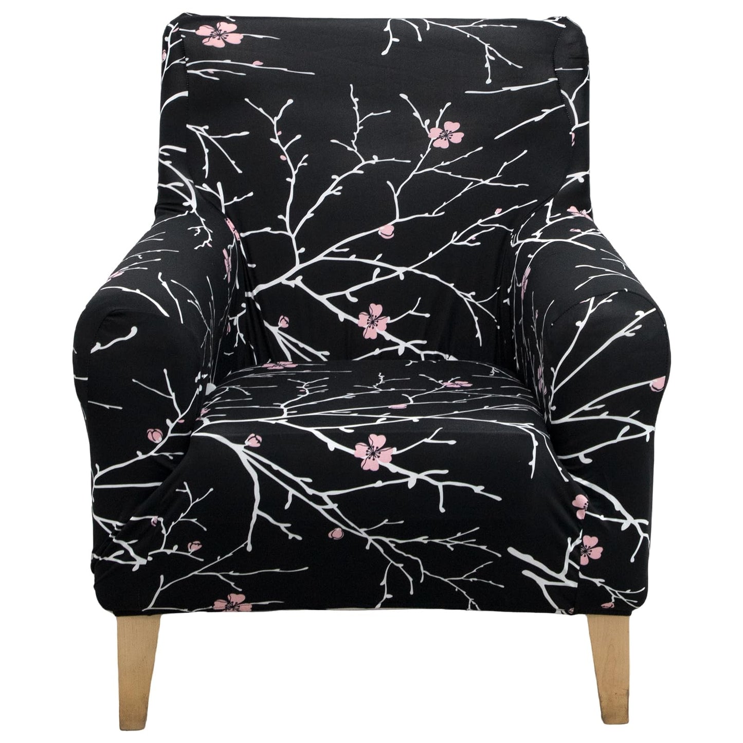 Adigau Chair Covers Stretch Armchair Protector Modern Printed Single Sofa Slipcover with Arms for Living Room Office Reception Reading Couch(Black Flower)