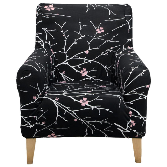 Adigau Chair Covers Stretch Armchair Protector Modern Printed Single Sofa Slipcover with Arms for Living Room Office Reception Reading Couch(Black Flower)