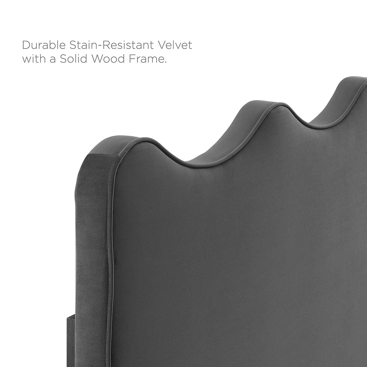 Modway Athena Performance Velvet Twin Headboard in Charcoal