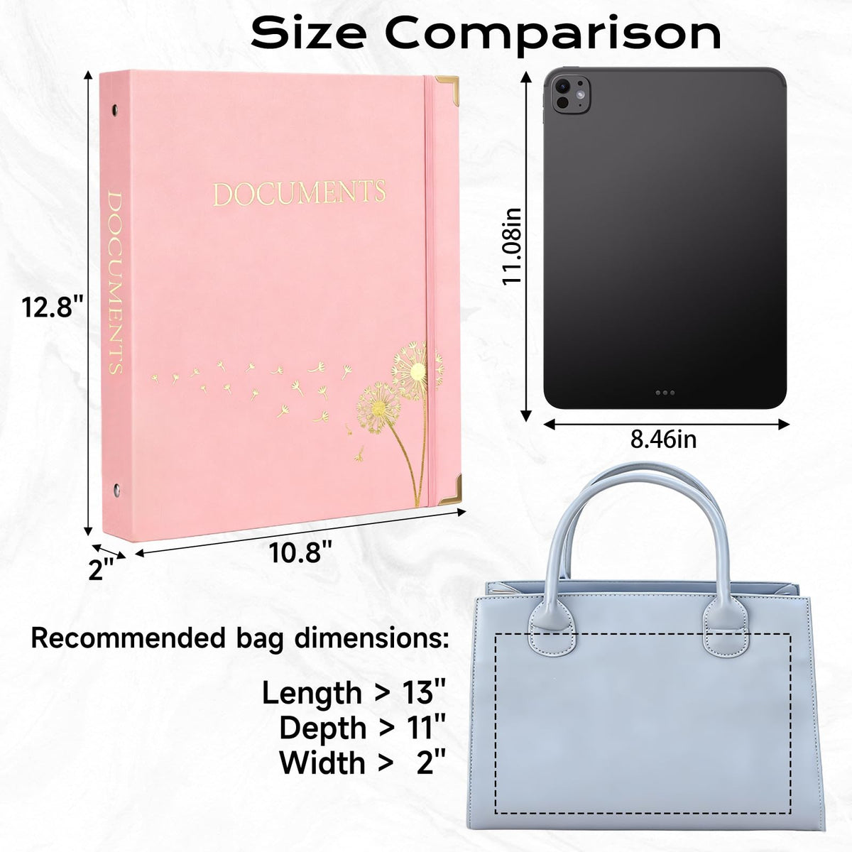 XKDOUS Aesthetic Document Organizer 3 Ring Emergency Binder Linen Folio Folders with 9 Pockets Expanding File Storage Holder for Important Papers, Letters, Passports, Photos