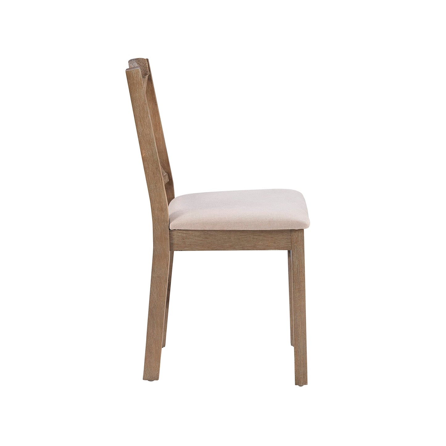 Linon Triena Greywash X Back Dining Chair with Beige Upholstered Seat, Set of 2