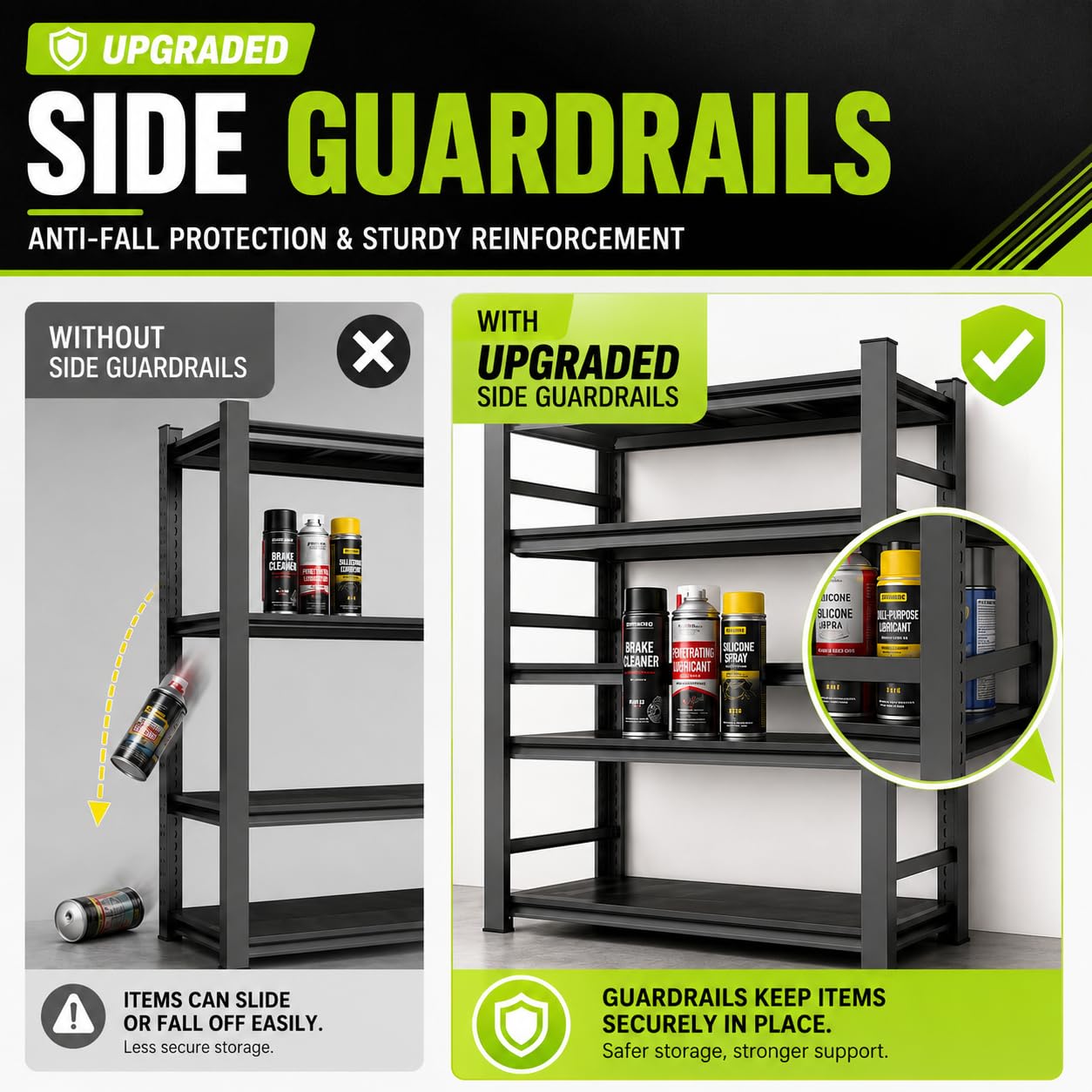 FlyDzrewt Garage Shelving,5 Tier Heavy Duty Shelving,72" H Metal Shelf
