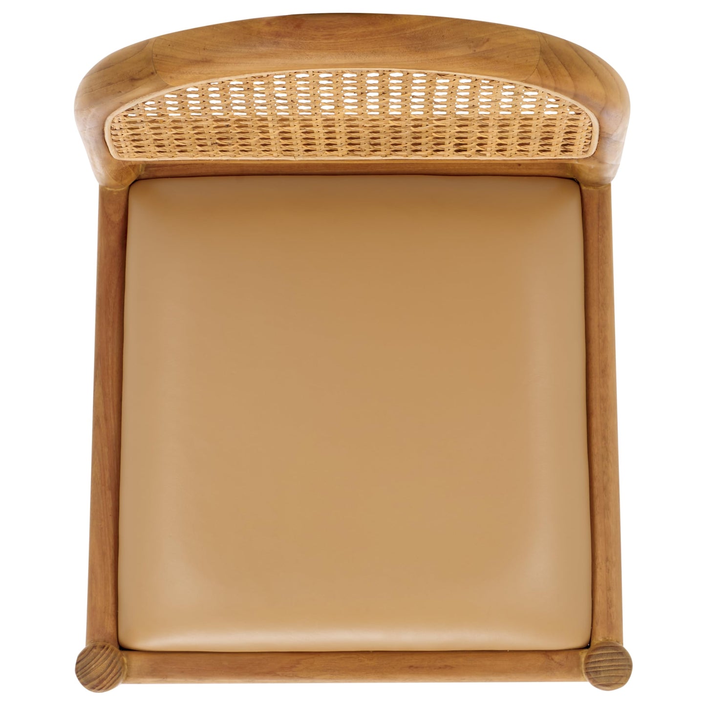 SAFAVIEH Couture Collection Laylie Tan/Natural Leather Solid Wood Rattan 26-inch Seat Height Kitchen Island Breakfast Nook Counter Stool (Fully Assembled)