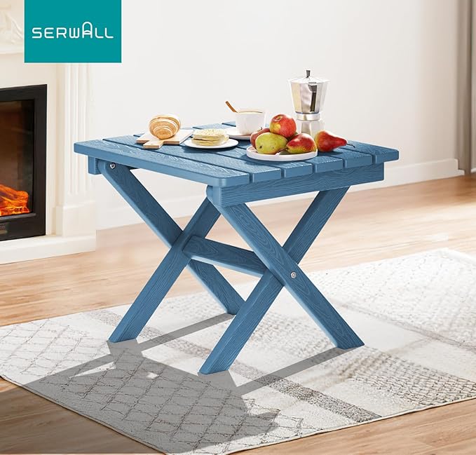 SERWALL Folding Outdoor Side Table Set of 2, Portable Adirondack Side Table