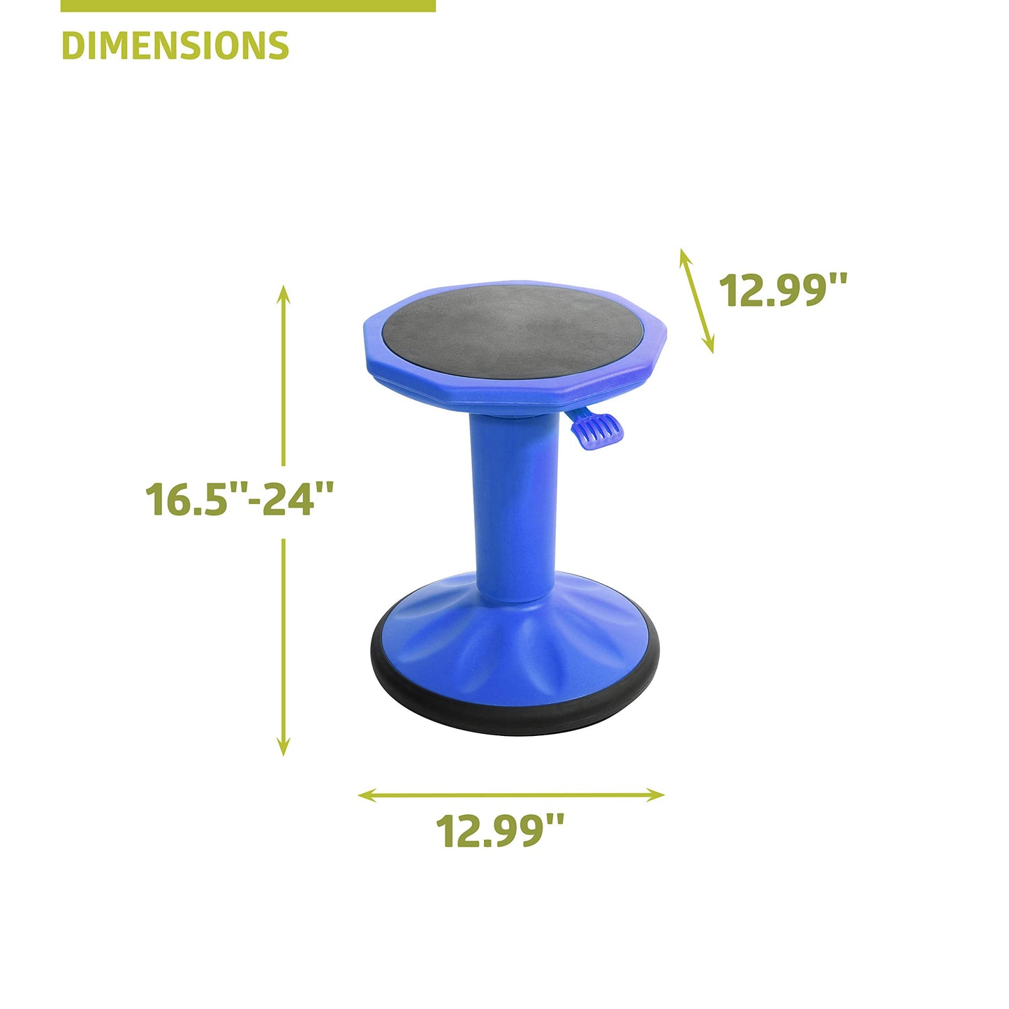 Pearington SitFree Height Adjustable Wobble Stool, Active Flexible Seating Chair for Kids and Adults - School and Office, Blue