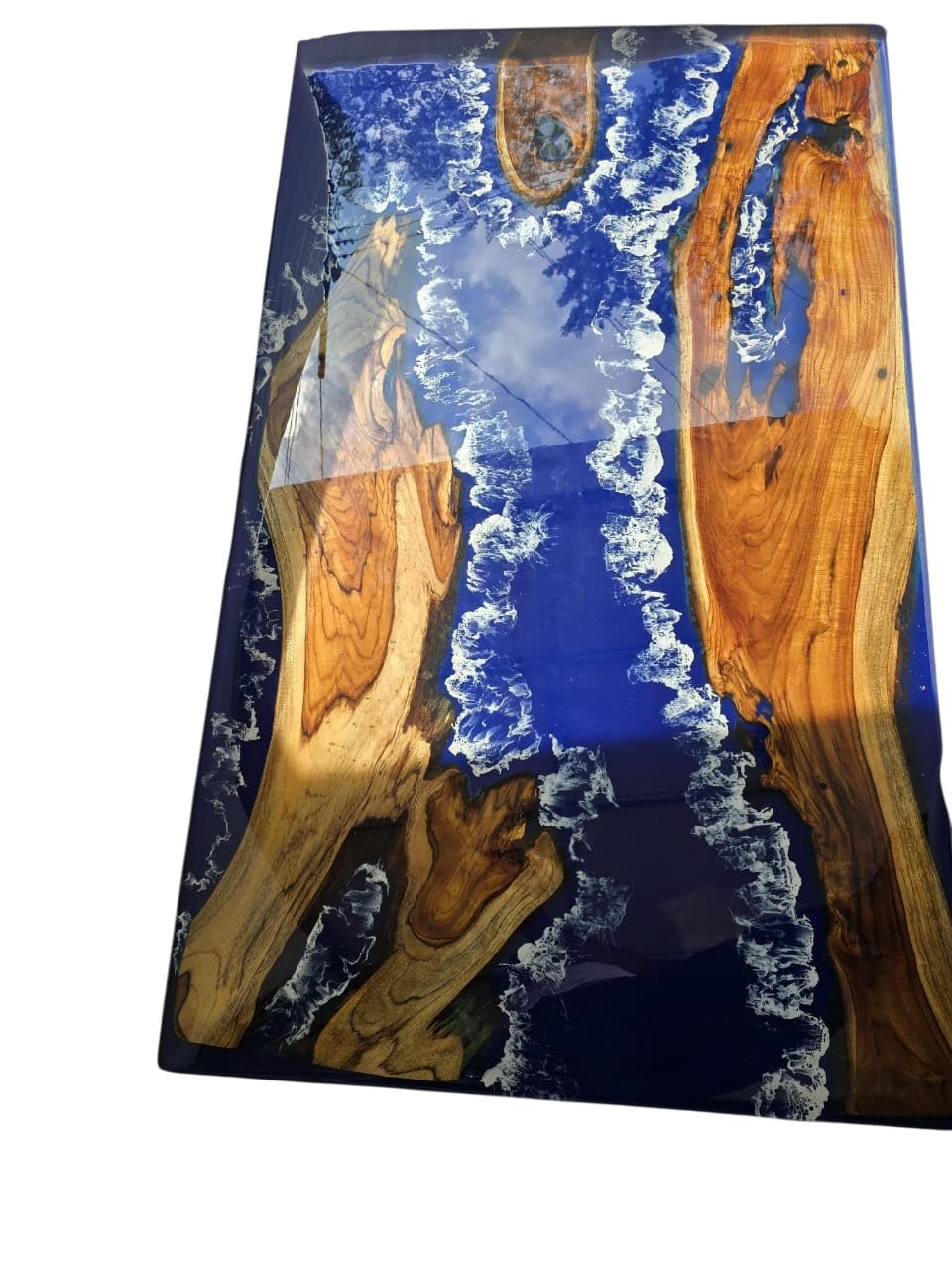 Handcrafted Epoxy Resin River Table - Live Edge Wooden Coffee Table with Ocean-Inspired Design, Unique Artistic Resin and Wood Furniture for Living Room, Dining Room, and Office (60 x 36 Inches)