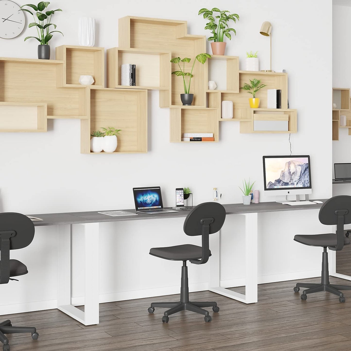 Flash Furniture Kimberly Modern Commercial Grade Desk Industrial Style Computer Desk Sturdy Home Office Desk - 55" Length (Rustic Gray)