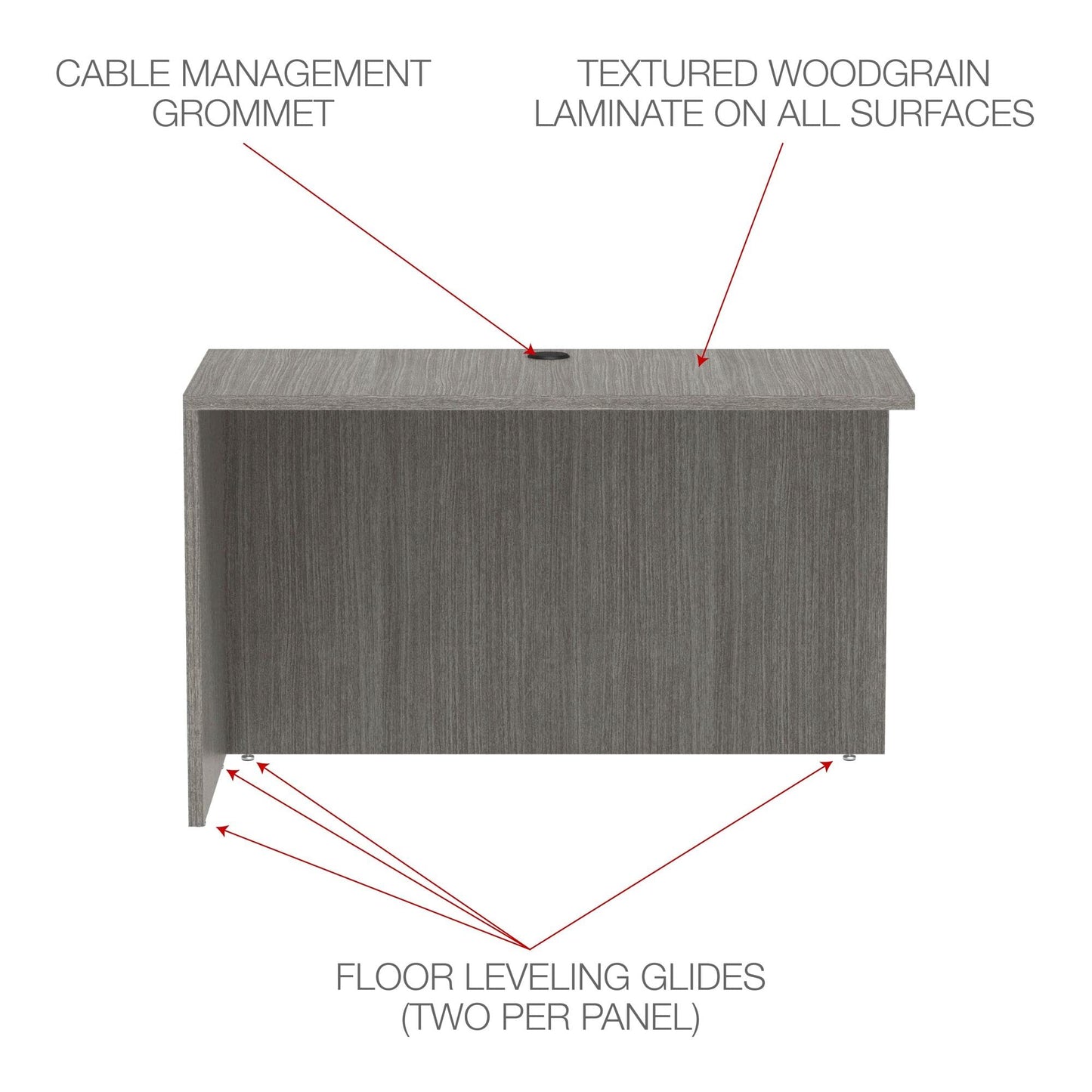 Alera Alera Valencia Series Reversible Return/Bridge Shell, 47.25w x 23.63d x 29.5h, Gray