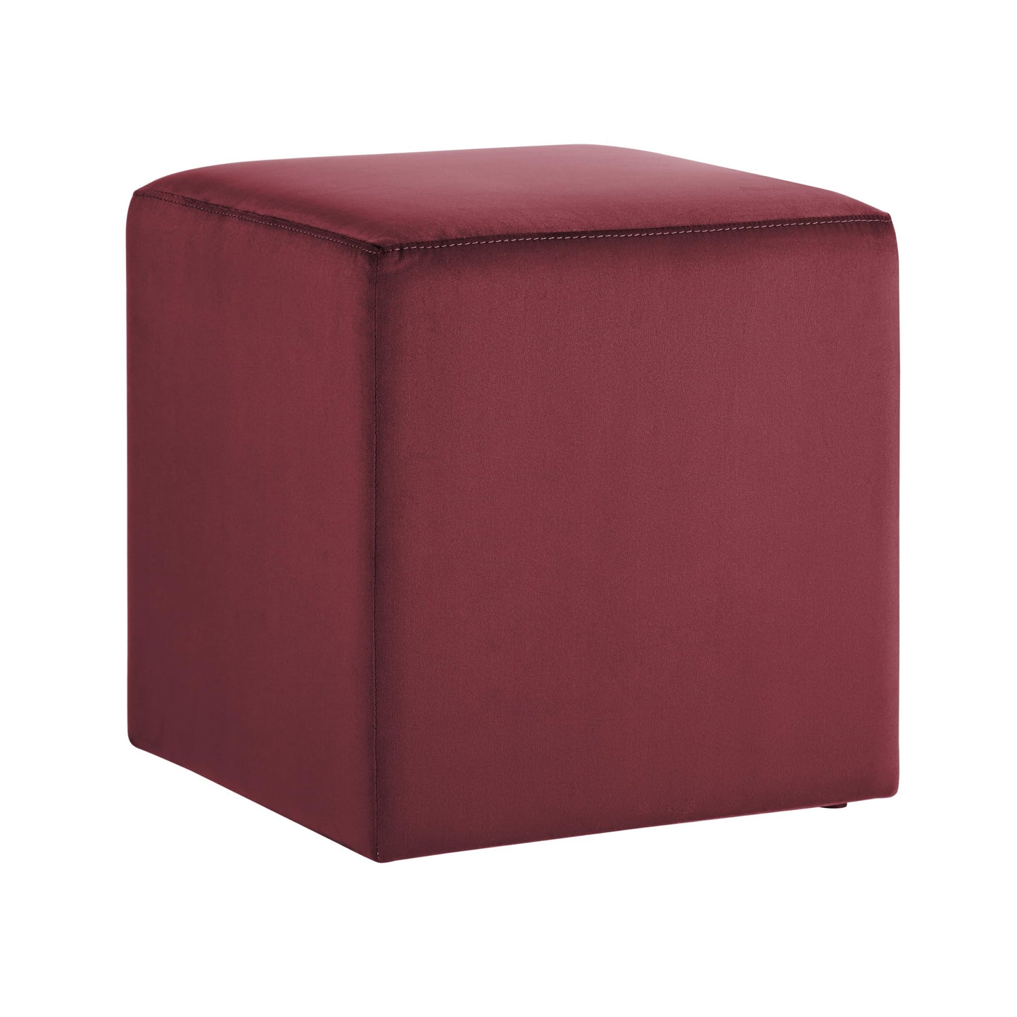 Studio Living® 18” Warren Ottoman Square Soft Velvet Bench, Stationary Ottomans, Backless Chair, Footrest for Living Room, Footstool Office, Bedroom, Padded Seat, Plum