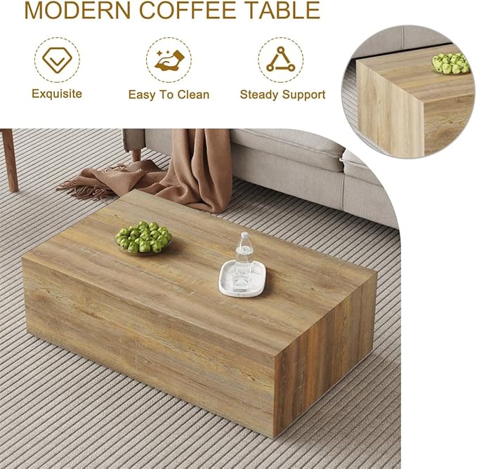 Coffee Table for Living Room Table, Modern Wood Coffee Table, Center Table for