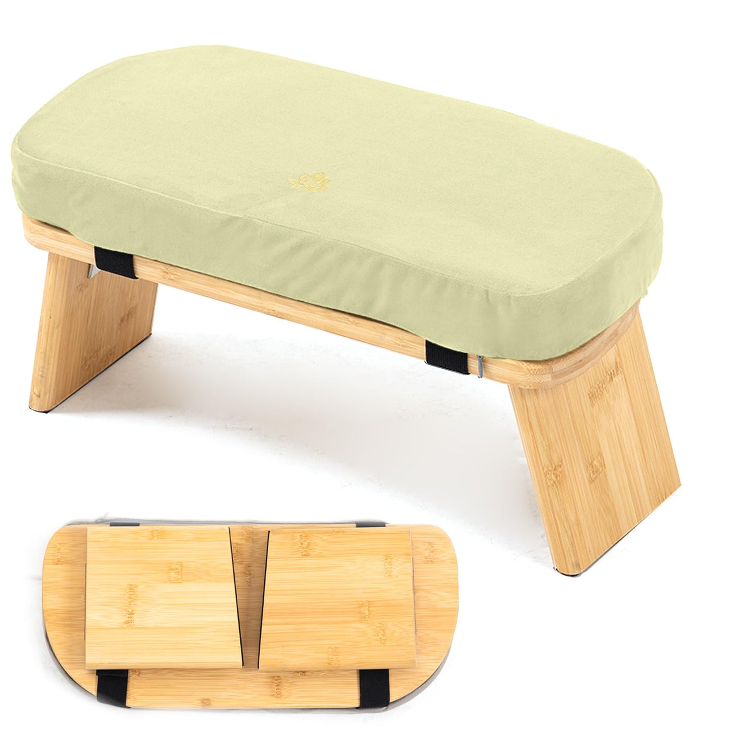 Estleys Meditation Bench, Bamboo Meditation Stool, Folding Kneeling Meditation Bench, Seiza Prayer Bench (Beige)