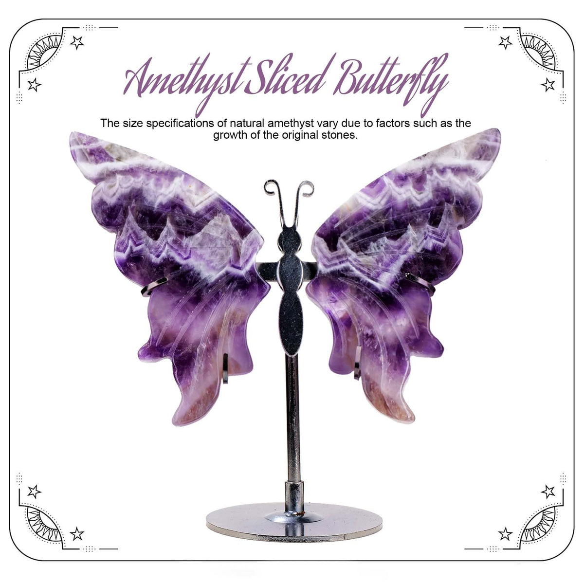Natural Crystal Butterfly Statue Genuine Crystal Figurine Ornament, Amethyst Agate Wings, Home Office Tabletop Decor (Amethyst)
