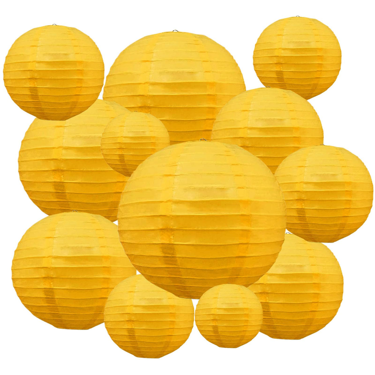 20Pcs Yellow Paper Lanterns for Parties, 6” 8” 10” 12” Chinese Asian Hanging Round Paper Lanterns for Birthday Wedding Halloween Christmas Home Decor Party Decor