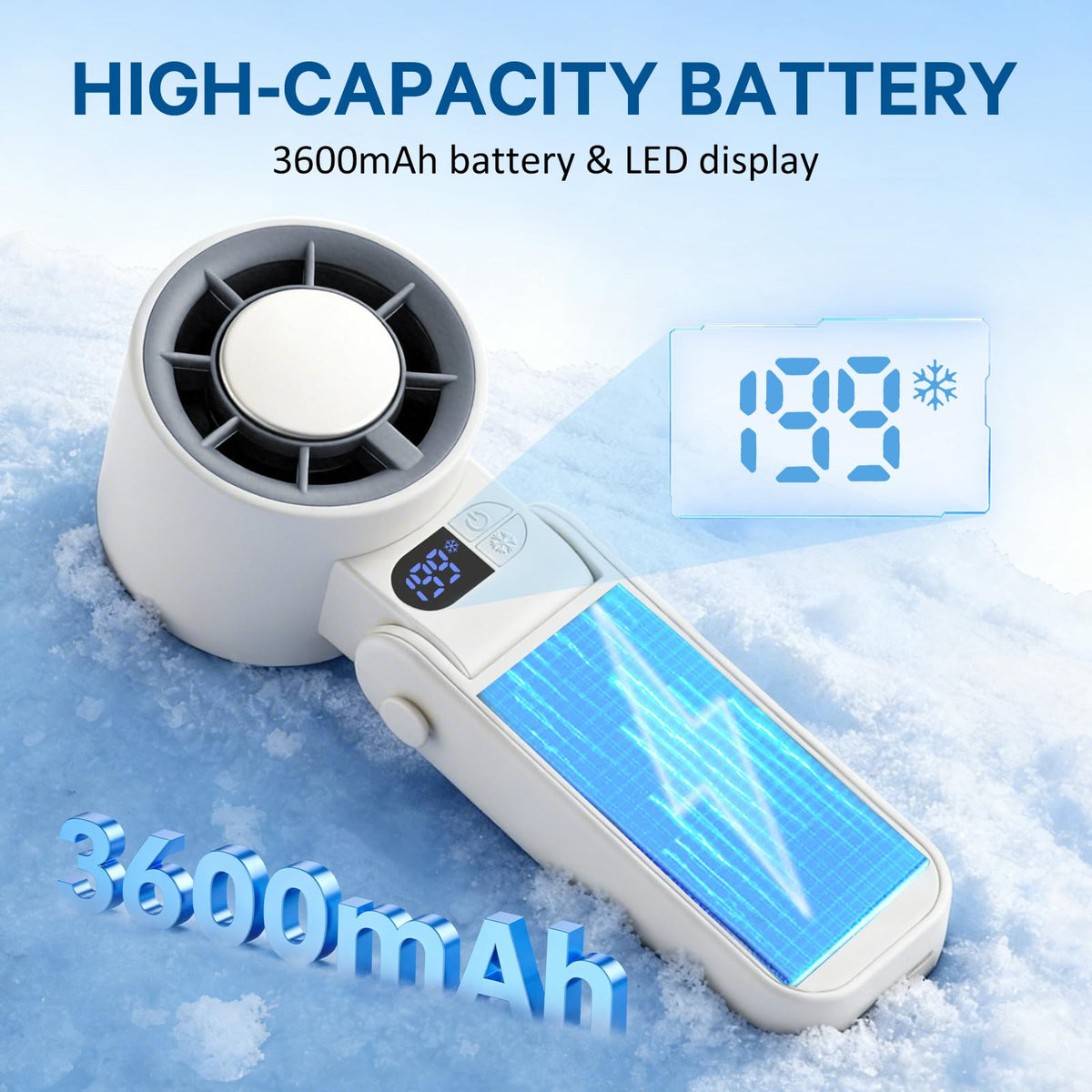 Wupsaoe Handheld Portable Turbo Fan with Ice Cooler, Speed (1-199) Rechargeable Personal Fan,Powerful Mini Personal fan for Travel, Outdoor, Beach & Makeup