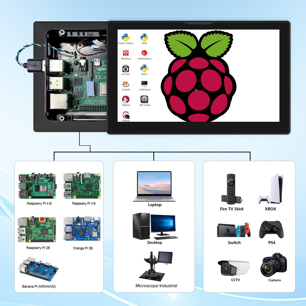 JUNEBOX 14 Inch Touchscreen Monitor - Equipped with VGA DVI and HDMI VESA Dual-Speaker,1080P IPS 10-Point Industrial Touchscreen Monitor for PC Laptop RPi POS Kiosk Home,Industrial Equipment (Grey)