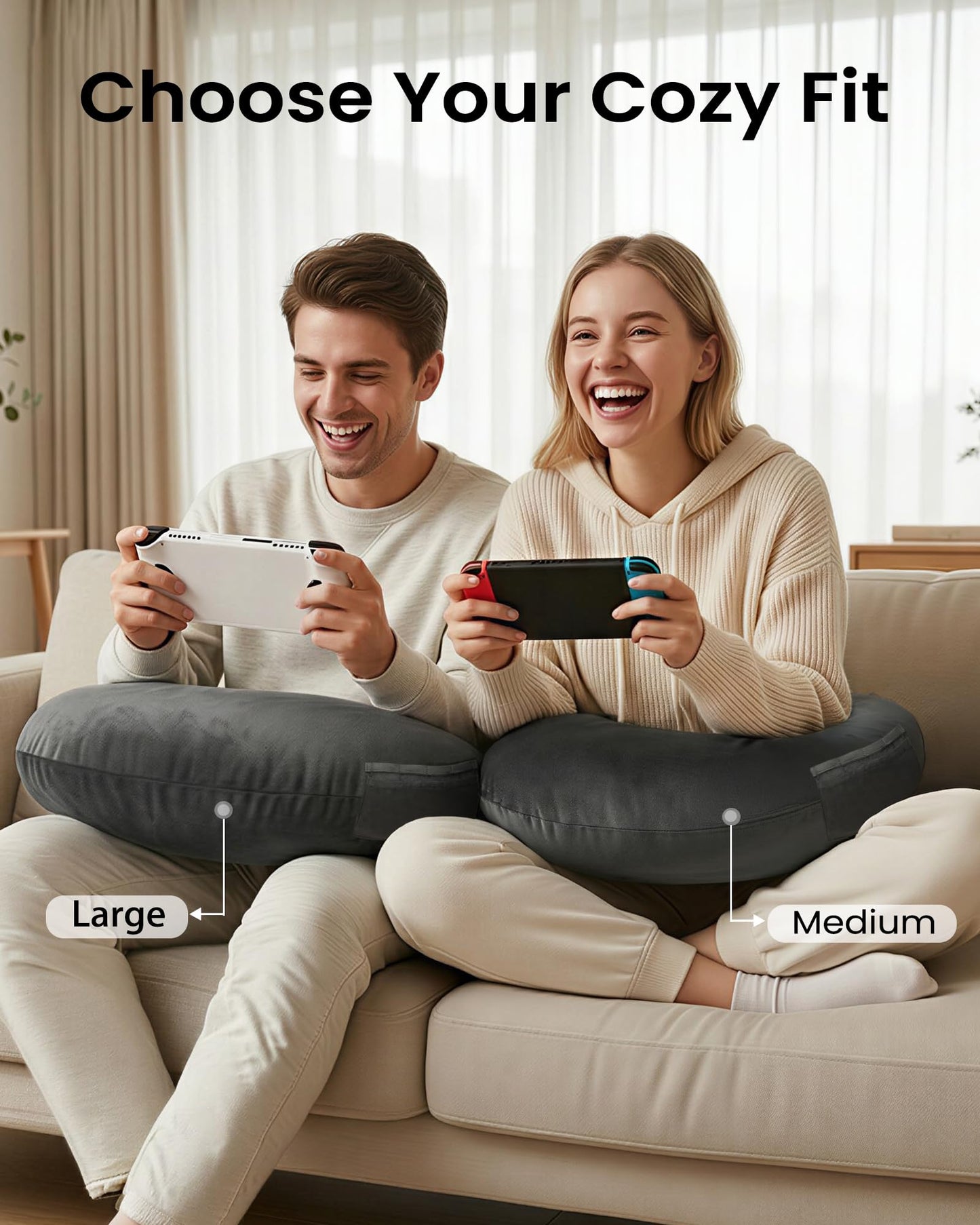ENITYA U-Shaped Ergonomic Crochet Pillow for Lap Support