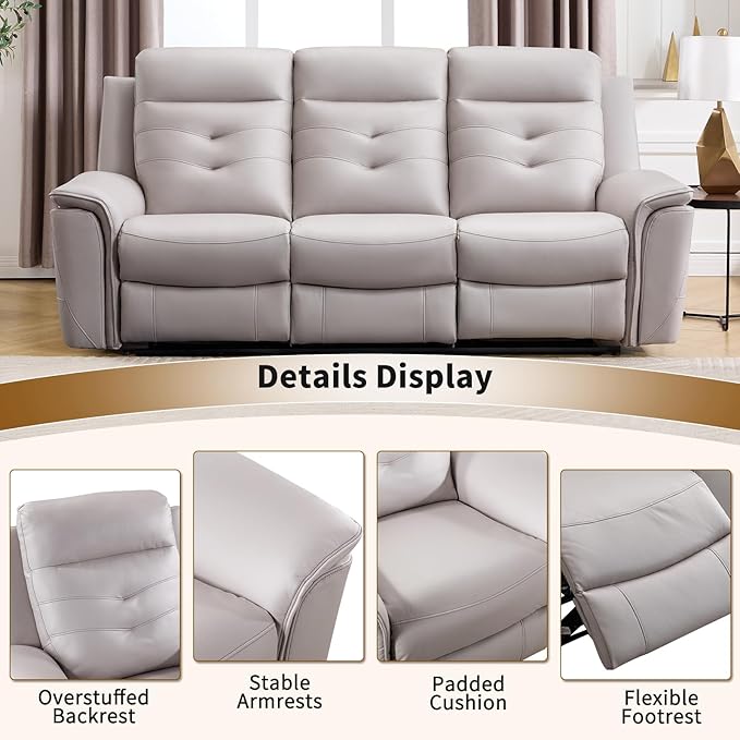 ANJ 3-Piece Faux Leather Power Recliner Sofa Set