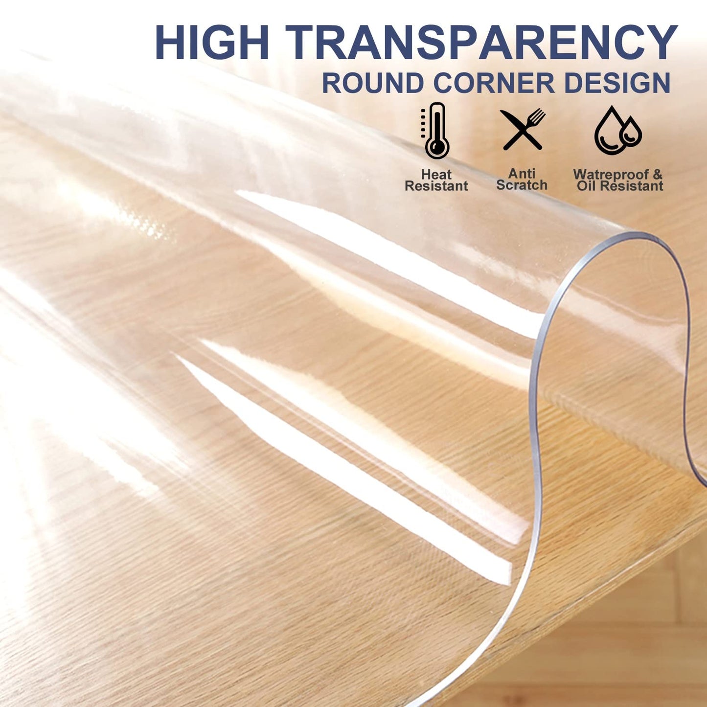 XEANGOUN 14x24 Inch Clear Table Protector Plastic PVC Desk Protector Tablecloth Cover Office Desk Pad Mat Wood Furniture Glass Dining Tabletop Countertop Protection Waterproof Rectangular